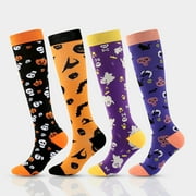 VORKOI Halloween Compression Socks for Women Men 15-20mmHg Graduated Support Knee High Socks for Nurses, Athletic, Medical