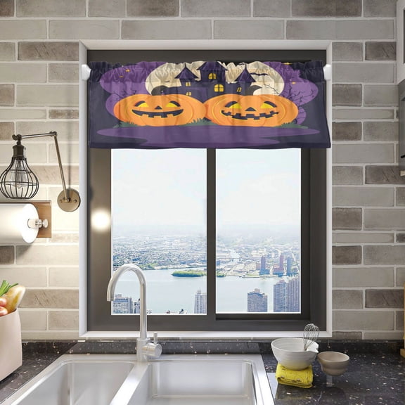 Halloween Concept Curtain Valances Window Treatment Rod Pocket Drape Valance 54" X 18" for Kitchen Living Room Bedroom