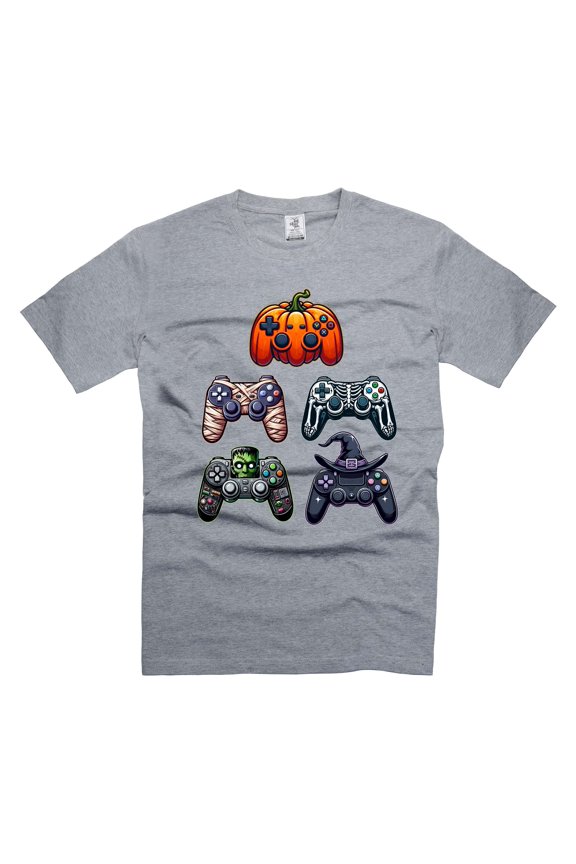 Halloween Controller T-shirt, Halloween Gaming Shirt Spooky Video Game T-shirt Gamer Halloween Shirt (Small Grey)