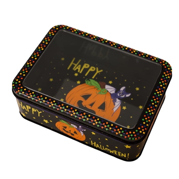 Halloween Cookie Box - Empty Tins Box, Portable Rectangle Metal Organizer Tins, Halloween Metal Rectangular Tin Box, Rectangular Empty Metal Tins Box for Halloween
