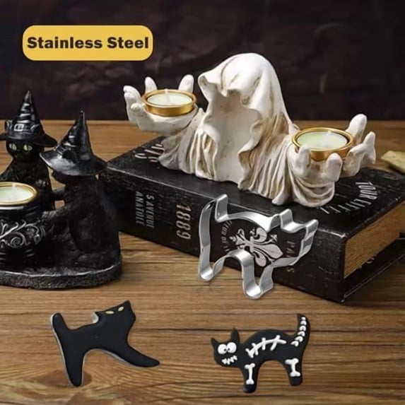 Halloween Cookie Cutters Set Large - Witch's Hat, Pumpkin, Ghost, Bat and Cat Cutter Stainless Steel