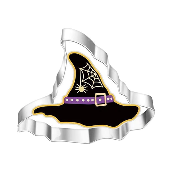 Halloween Cookie Cutters Set - Stainless Steel Holiday Cookie Cutter with 5 Shapes - Pumpkin, Ghost, Bat, Cat and Witch's Hat Cookie Molds for Halloween Food Party Decors(1Pcs)