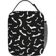 thumbnail image 1 of Halloween Cool Black Bat Goth Insulated Lunch Bag Portable Reusable Zipper Lunch Box For Men Women Work Picnic Travel Camping, 1 of 6