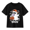 thumbnail image 1 of Halloween Cool Ghost with Pumpkin T-Shirt for Boys, Cute Graphic Short Sleeve Shirt for Autumn Seasonal Wear, 1 of 5