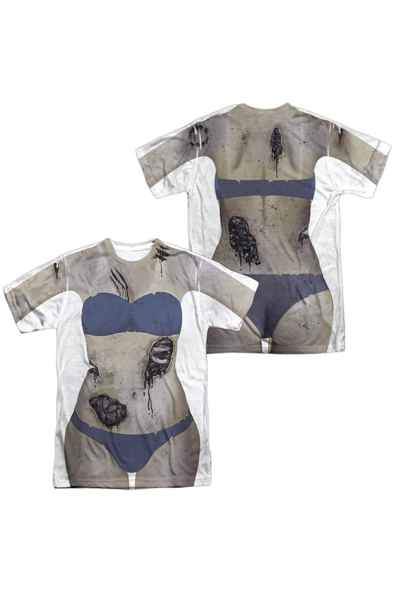 Halloween Cool Spooky Costume Zombified Bikini Babe Adult 2-Sided Print Tee- 3XL
