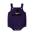 thumbnail image 1 of Halloween Corduroy Rompers for Baby Girls Boys Pumpkin/Witch Hat/Ghost Jumpsuits Sleeveless Straps Bodysuits, 1 of 8