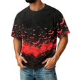 thumbnail image 1 of Halloween Corduroy Shirt for Men Spooky Bat Print Short Sleeve Graphic Tees Halloween Costumes Red 4XL, 1 of 7