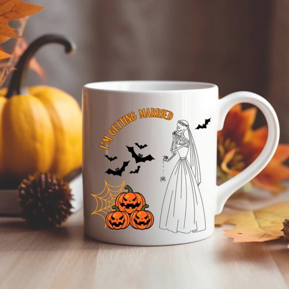 Halloween Corpse Bride I'm Getting Married Mug, Skull Halloween Mug, Coffee mug gift, Skeleton Mug, Pumpkin Mug, Skeleton Halloween Gift.jpg