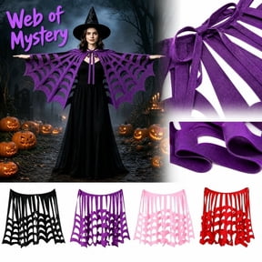 Halloween Cosplay Costume Noble Spider Web Cape Gothic Cloak Dress Set for Women Gir'ls Mystic Stage Performance Birthday Gift Masquerade Birthday Gift Holiday Party Roleplay Roleplay Wear