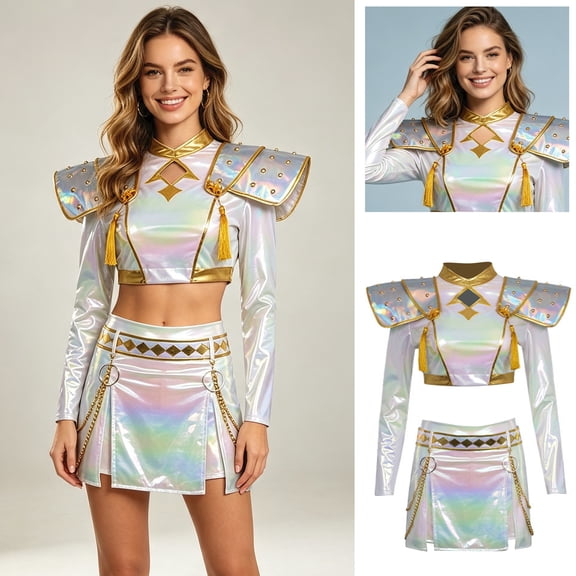 Halloween Cosplay Costume, Women's Stage Performance Costume, White Performance Costume, Pop Singer Cosplay Outfit for Parties & Events, for School Shows & Parties