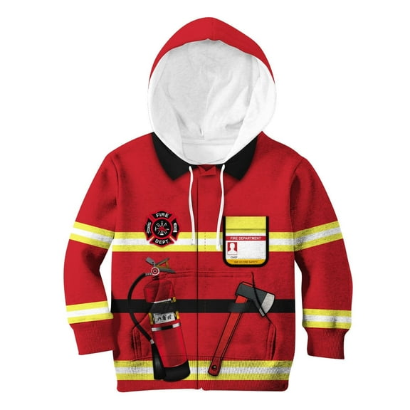 Halloween Cosplay Costumes Firefighter Kid Custom Hoodies T-Shirt Apparel