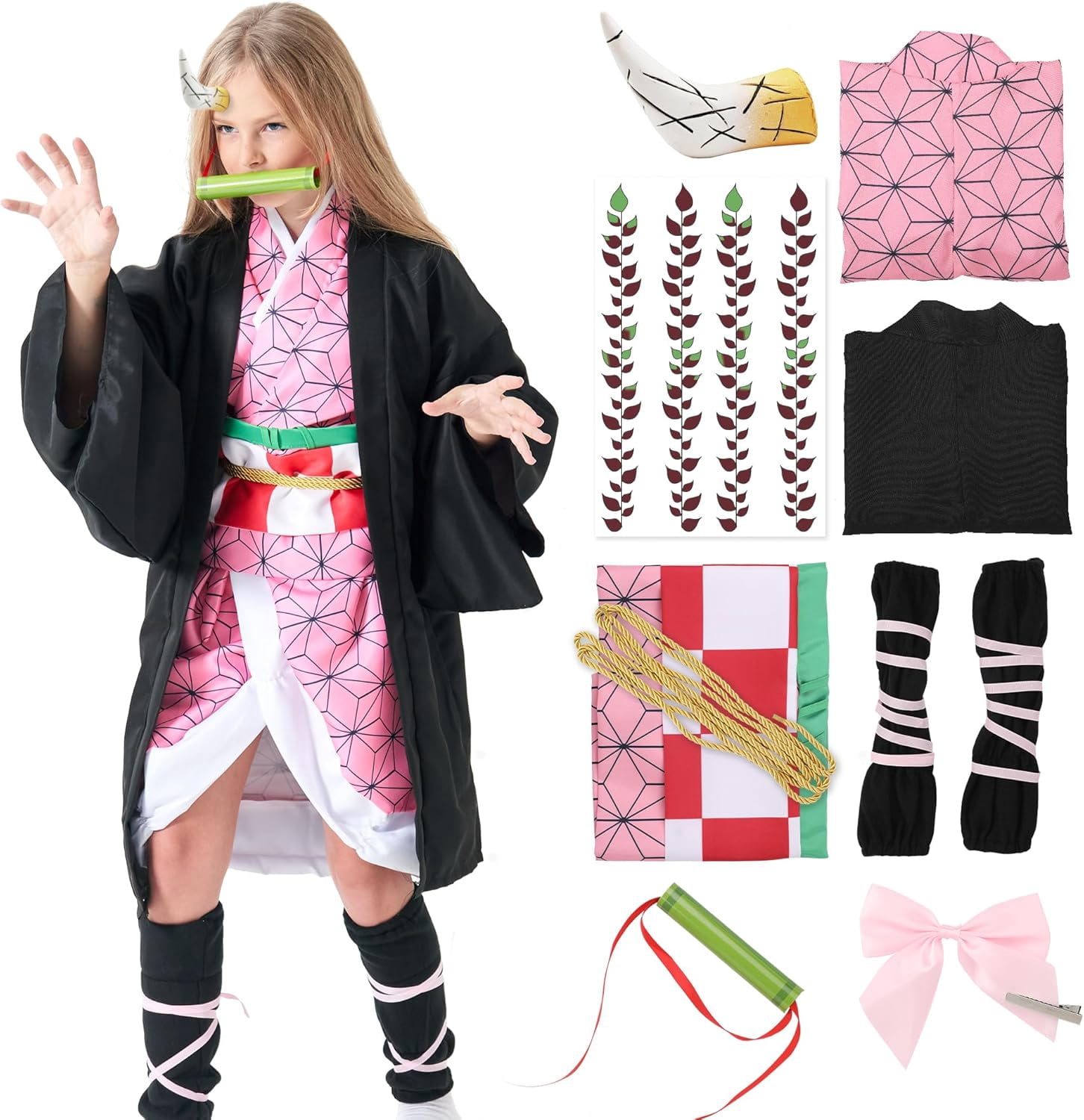 Halloween Cosplay Costumes Kamado Kids Anime Kimono Halloween Cloak ...