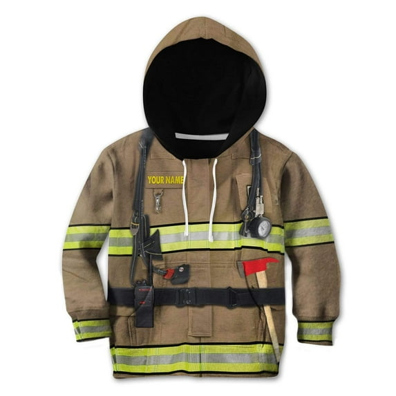 Halloween Cosplay Costumes Kid Firefighter Custom Name Hoodies Apparel