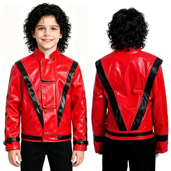 Halloween Cosplay Faux Leather Jacket and Pop Star Halloween Costume for Rock Star Role Play Dress Up Performance Outfit 110