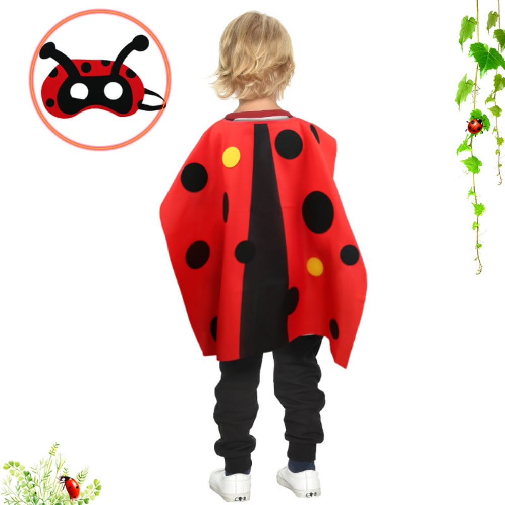 Halloween Cosplay Ladybird Wing Cape With Mask Costume Cloak Girls