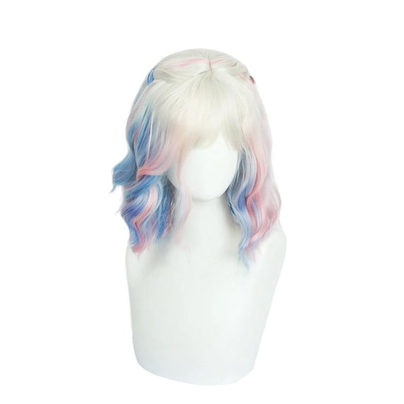 Halloween Cosplay Wig for Enid Sinclair, Blonde Blue Costume Wig with Hairpins, Ready-to-Wear