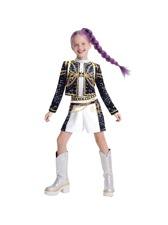 Halloween Costume,2026 Pop Singer Costume Anime Game Cosplay Stage Outfit Set,for Themed Parties Anime Conventions Birthday Gifts - Style 9 - 130(7-8 Years)