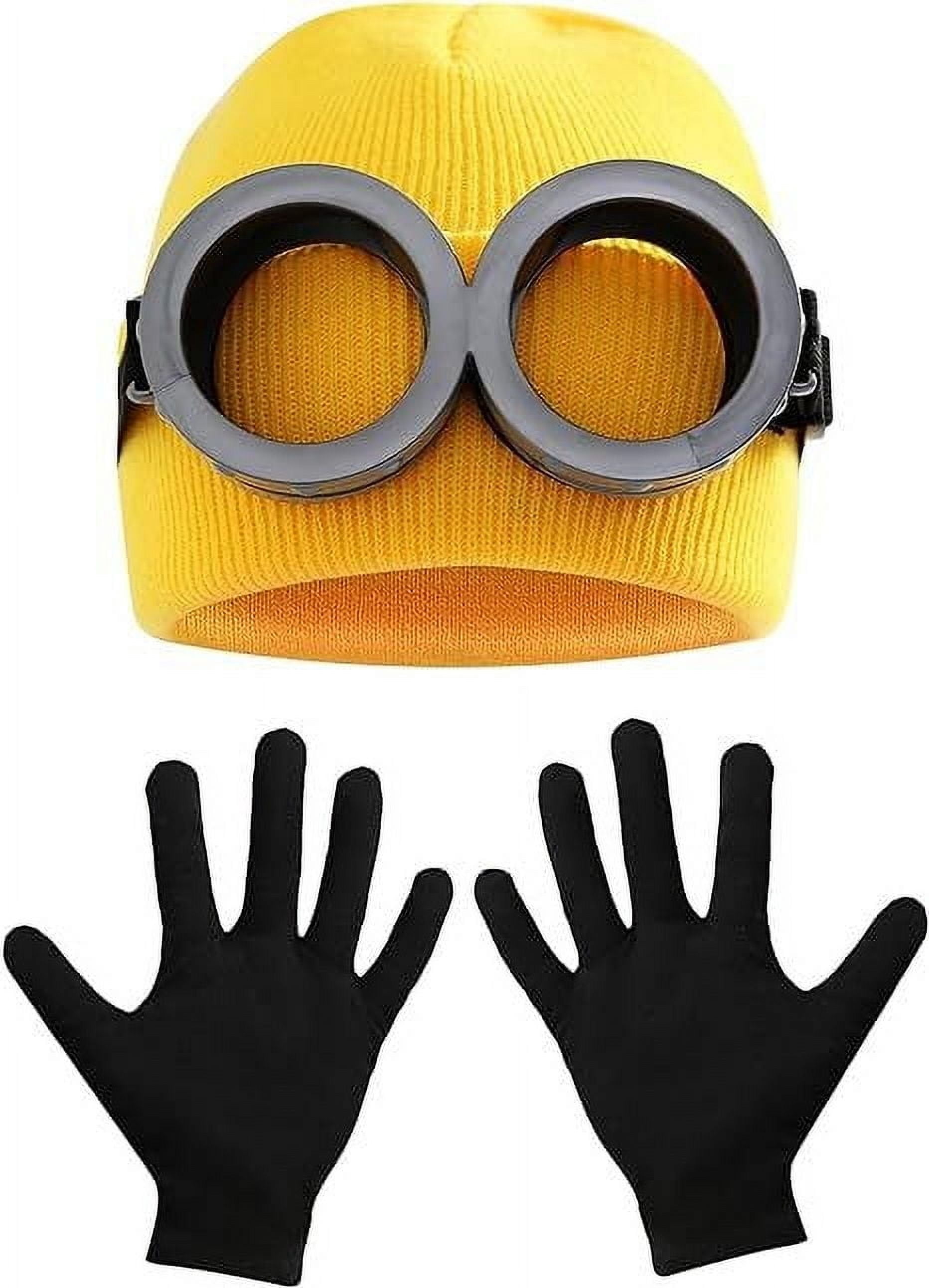 CozofLuv - Costume Minion Pour Halloween Et Cosplay - Bonnet Jaune, Lunettes, Gants Noirs - Accessoires Déguisement Homme/femme - 4