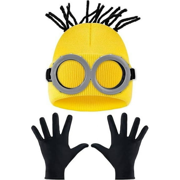 Halloween Costume Accessories for Adult and Kids - Goggles Glasses/Yellow Hat/Gloves for Men Women Cosplay Party Set