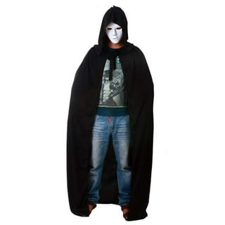 hoyuwak Black Cloak with Hood Halloween Wizard Hooded Cape Full