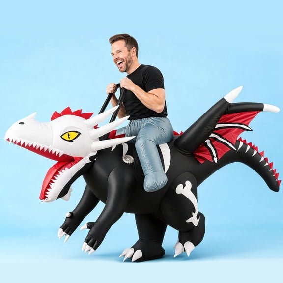 MAGOTAN Halloween Inflatable Dinosaur Costume Adult,Blow Up Skeleton Dragon Suit Men Women, Halloween Adults Funny Blow Up Lightweight & Flexible for Cosplay, Parades