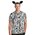 thumbnail image 1 of Halloween Costume All Over Zebra Print Mens T Shirt with Zebra Ears Headband, 1 of 4