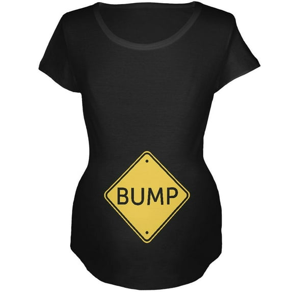 Halloween Costume BUMP Caution Sign Pregnancy Maternity Soft T Shirt Black SM