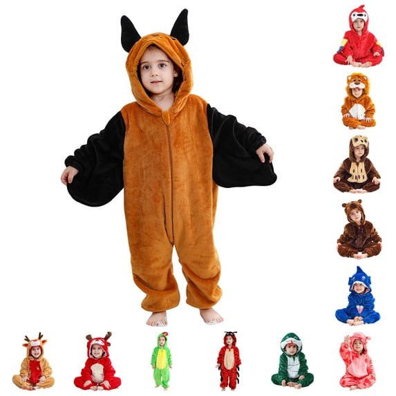 Paiwinds Toddler Jumpsuit Bat Hooded Romper Long Sleeve Costume Boys Girls Cartoon Animal Outfit Warm Playwear