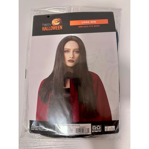 Halloween Costume Black Long Wig One Size Cosplay Party Accesories
