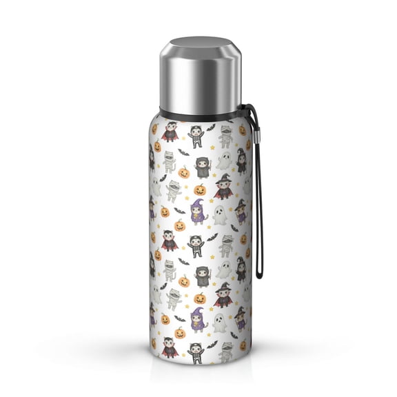 Halloween Costume Cat Pumpkin Insulated Coffee Thermos, Vacuum Insulated Insulated Beverage Container 360° Seamless Print Gifts Ideas for Teens Adults Office Workers Teachers