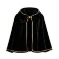 thumbnail image 1 of Halloween Costume, Costume Cape Short, Hooded Velvet Cloak, Velvet Short Cape, Women Medieval Renaissance Hooded Cape Women Velvet Short Lace Cloak Victorian Halloween Witch Cosplay, Black One Size, 1 of 7