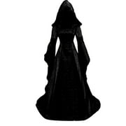 LUCKYRCC Halloween Costume Evening Cosplay Party Hooded Maxi Dress Plus Size Flare Sleeve Witch Costumes Renaissance Costumes Halloween Dress Victorian Dresses for Women Womens Medieval Dress