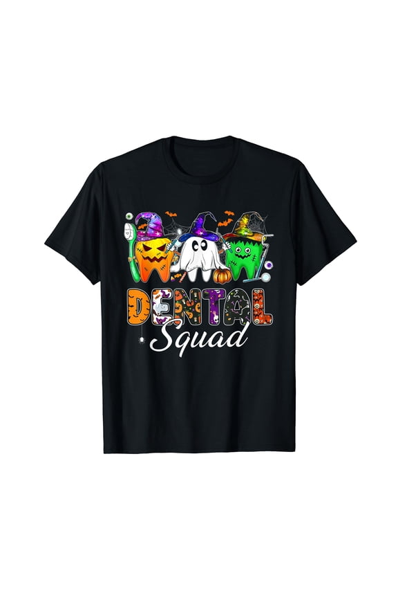 Halloween Costume Funny Dental Squad Dentists Men Women Black T-Shirt Gift