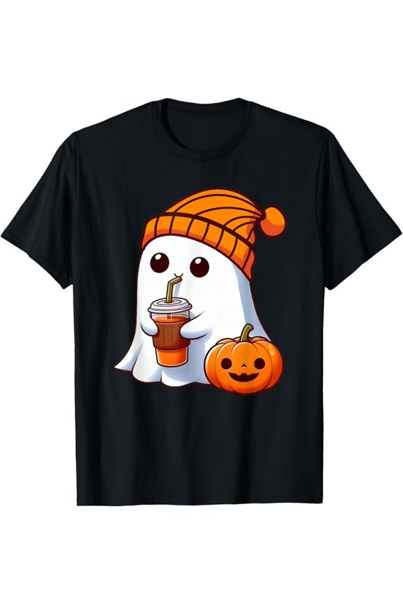 Halloween Costume Ghost drinking pumpkin Men Women girls T-Shirt