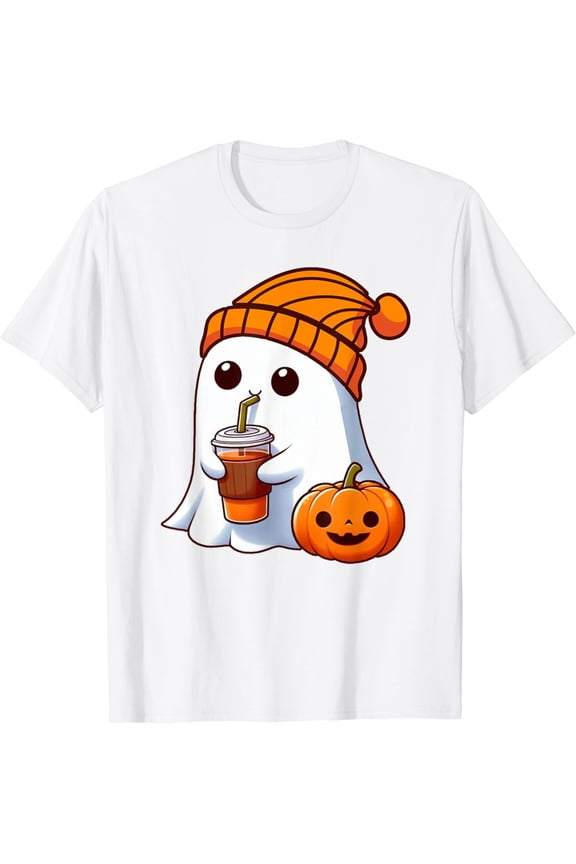 Halloween Costume Ghost drinking pumpkin Men Women girls T-Shirt