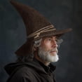 thumbnail image 1 of Halloween Hat 11.02x14.57in, Wizard Hat for Cosplay and Fancy Dress Party, Magical Style Hat with Rope Wrap Detail (Coffee), 1 of 4