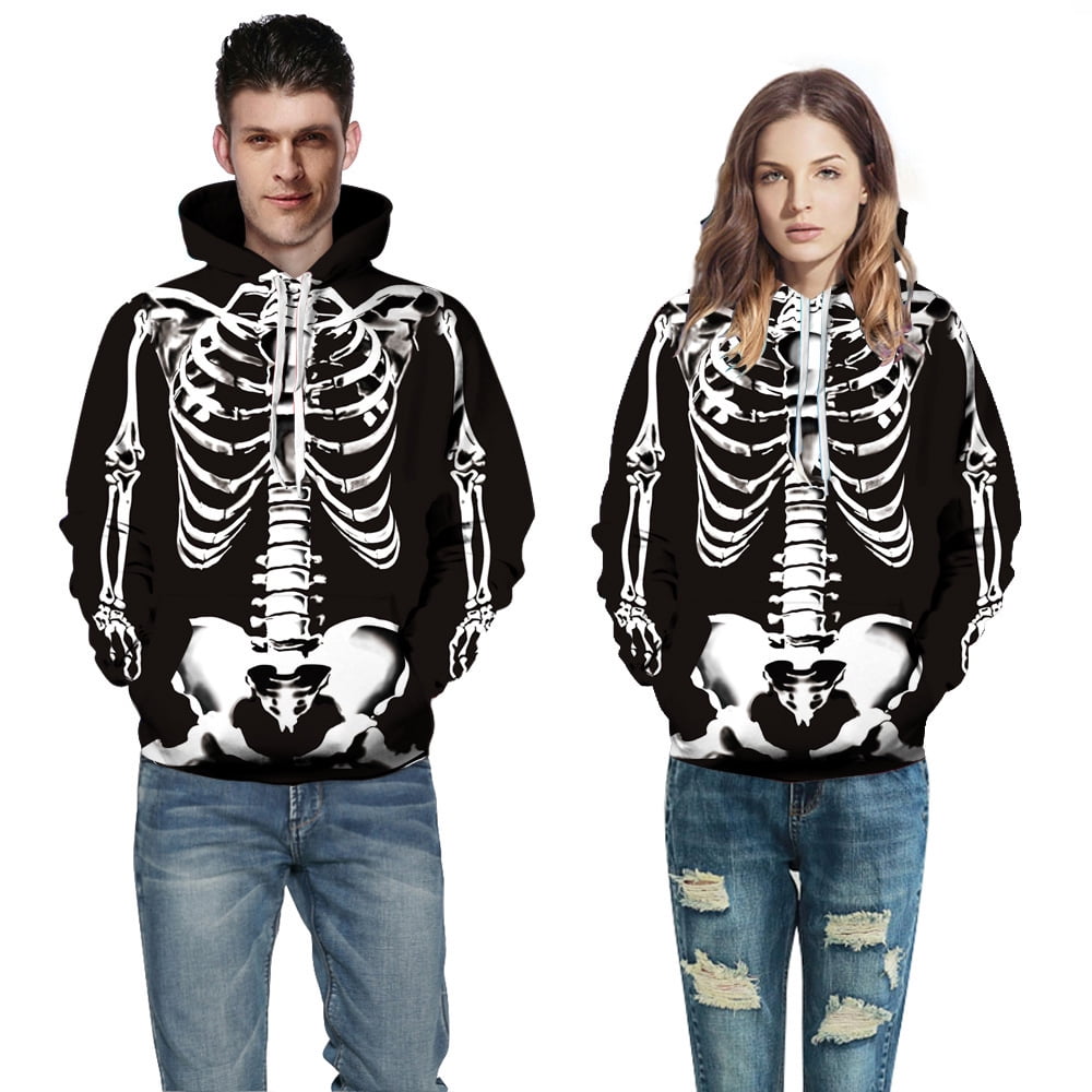 Halloween Costume Hoodie Halloween Skeleton Hoodie Adult Costume  Sweatshirst for Men or Women Great Quality Hoodie with Skeleton Design -  Walmart.com
