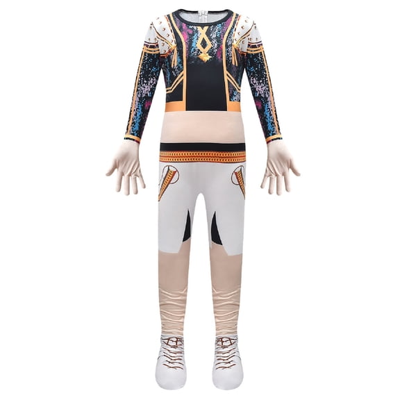 Halloween Costume for Ki'ds, G'irl's Pop Idol Singer Stage Performance Outfit with Black Top T-Shirt Shorts Set, Popular Singer Group Fancy Dress for Halloween Cosplay & Dress Up Party