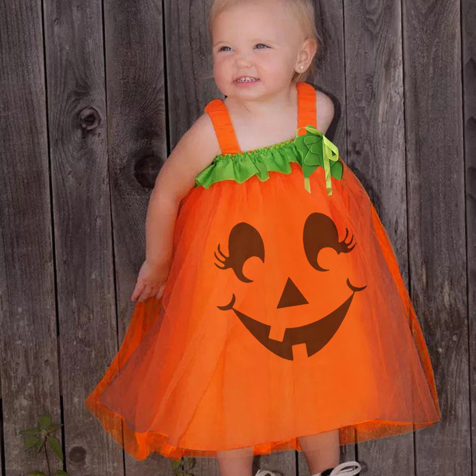 Halloween Costume Kids Set Children S Girls Halloween Pumpkin Princess Dress Puffy Mesh Dresses Black 70 120 Walmart