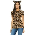 thumbnail image 1 of Halloween Costume Leopard Pattern All Over Womens Costume T Shirt with Leopard Ears Headband, 1 of 4