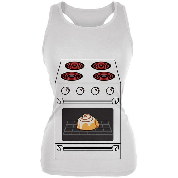Halloween Costume Pregnant Bun in the Oven Juniors Soft Tank Top White LG