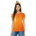 thumbnail image 1 of Halloween Costume Pumpkin All Over Womens Costume T Shirt with Jack-O-Lantern Headband, 1 of 4