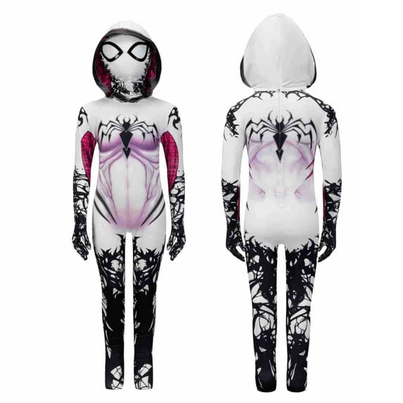 Halloween Costume Spider Hero Full Bodysuit Superhero Jumpsuit with Mask for Halloween Party Brand New Day Role Play Outfit Light Blue 190