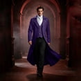 thumbnail image 1 of Halloween Costume, Victorian Overcoat, Long Trench Coat Vest, Set Victorian Gothic, Long Trench Coat With Vest Set Victorian Gothic Gentleman Overcoat Halloween Costume for Halloween Party, Purple S, 1 of 6