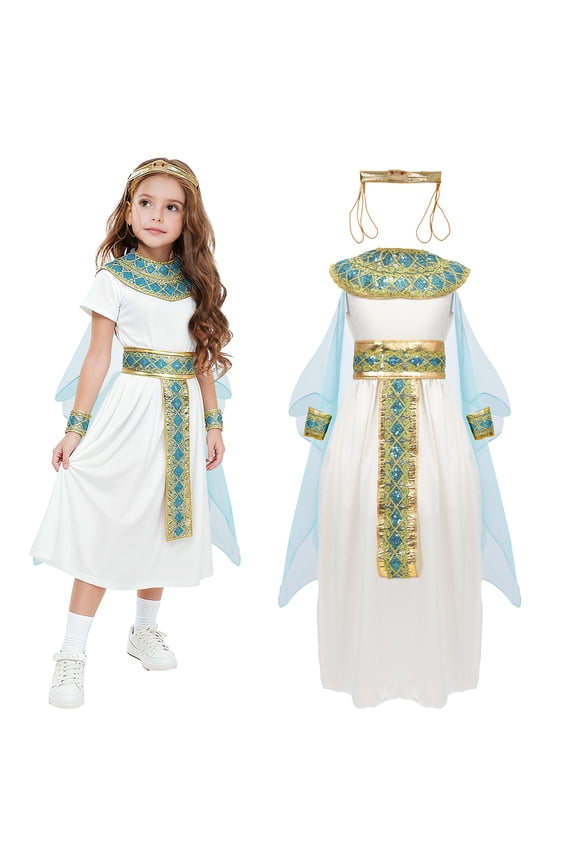 Halloween Costume for Kids Egyptian Girls Dress Accessories Egypt Queen Outfits for Halloween