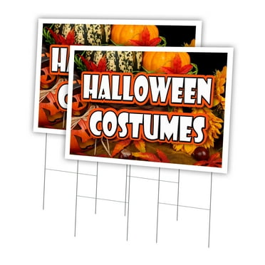 Halloween Costumes 2 Pack Of 24" x 36" Yard Sign & Stake | Advertise Your Business | Stake Included Image On Front Only | Made in The USA
