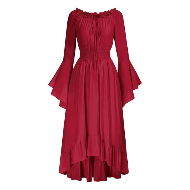Halloween Costumes 2024 Gothic Style Retro One Shoulder Bell Sleeves