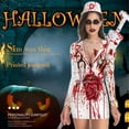Halloween Costumes 2024 Halloween Nurse Zombie Round Neck Slim Long