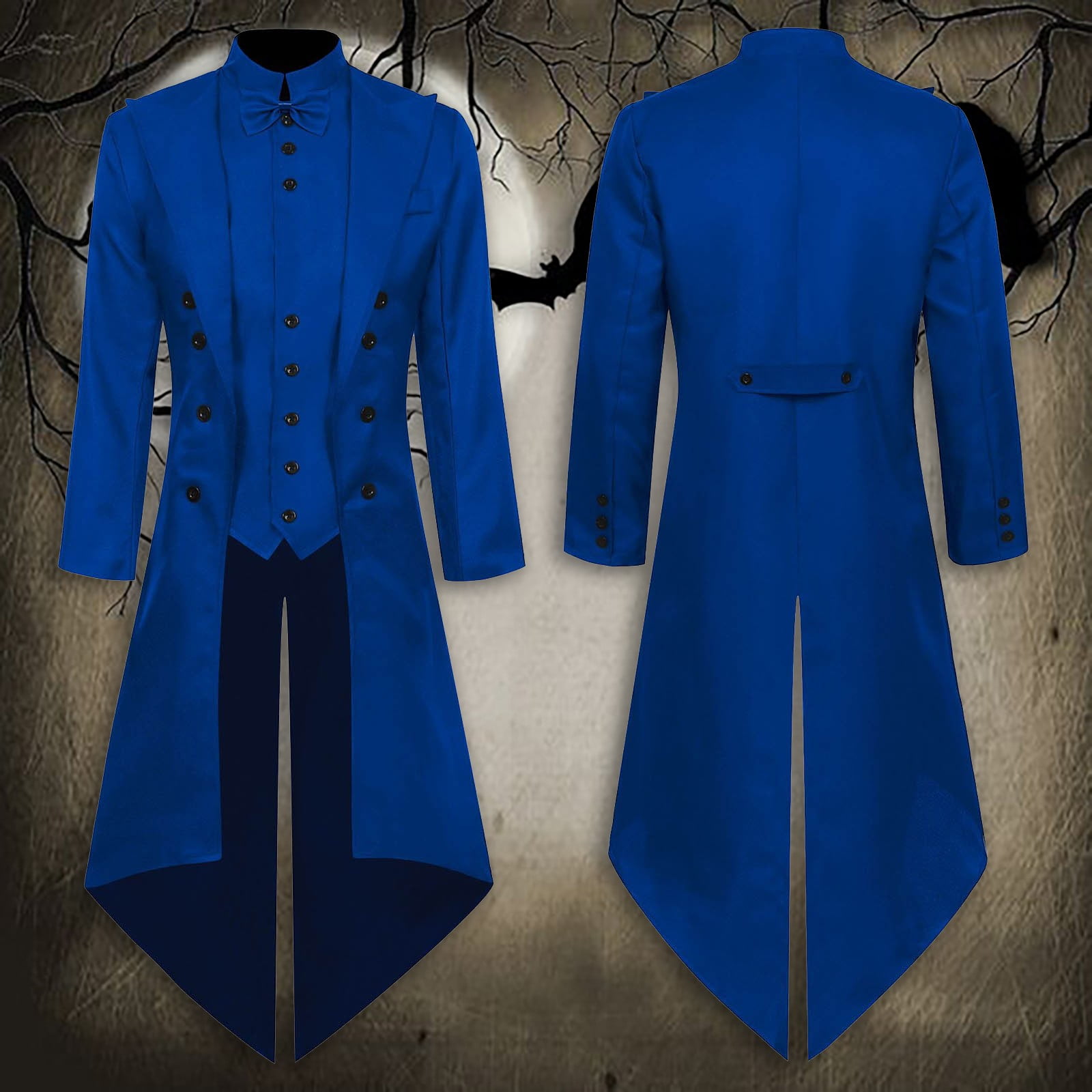Halloween Costumes 2024 Men'S Tuxedo Punk Party Costume Coat Blue SXXL