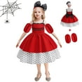 Children'S Removable Sleeve Lace Bow Polka Dot Dress Princess Dress